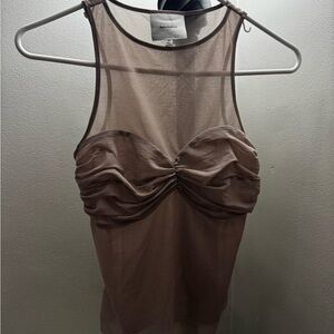 Reformation Taupe Sheer Tank Top